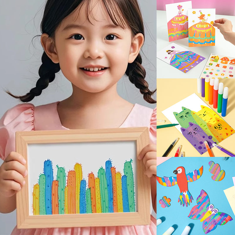 Creatieve Rainbow Scratch Art ansichtkaartenset voor kinderen