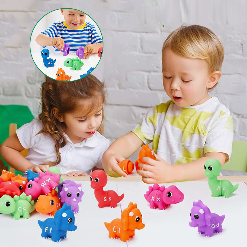 Bijpassend dinosaurusspeelgoed met alfabet - 26-delige dubbelzijdige ABC-set