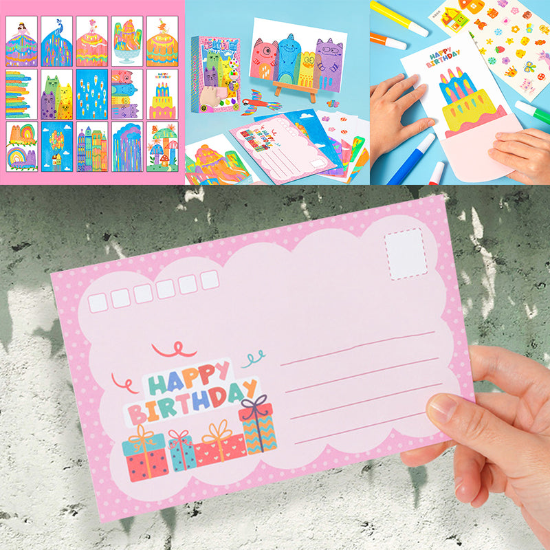 Creatieve Rainbow Scratch Art ansichtkaartenset voor kinderen