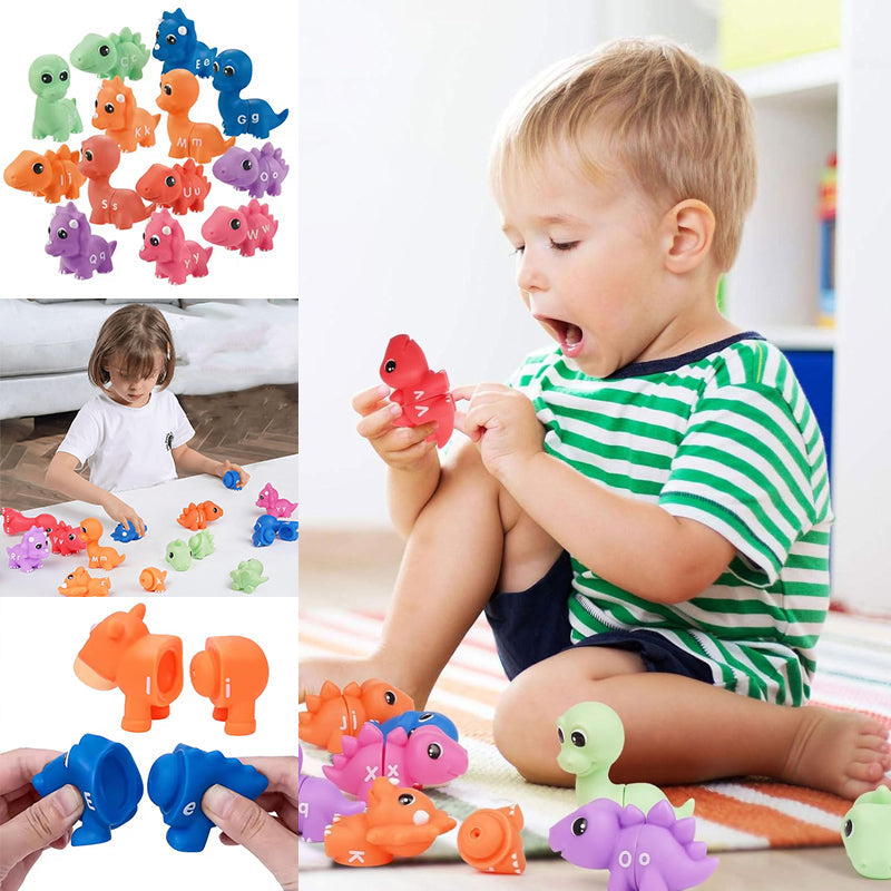 Bijpassend dinosaurusspeelgoed met alfabet - 26-delige dubbelzijdige ABC-set