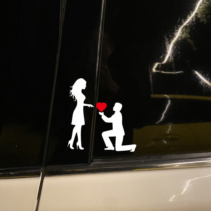 Koppelstickers Autosticker: Romantische Huwelijksaanzoekdecoratie