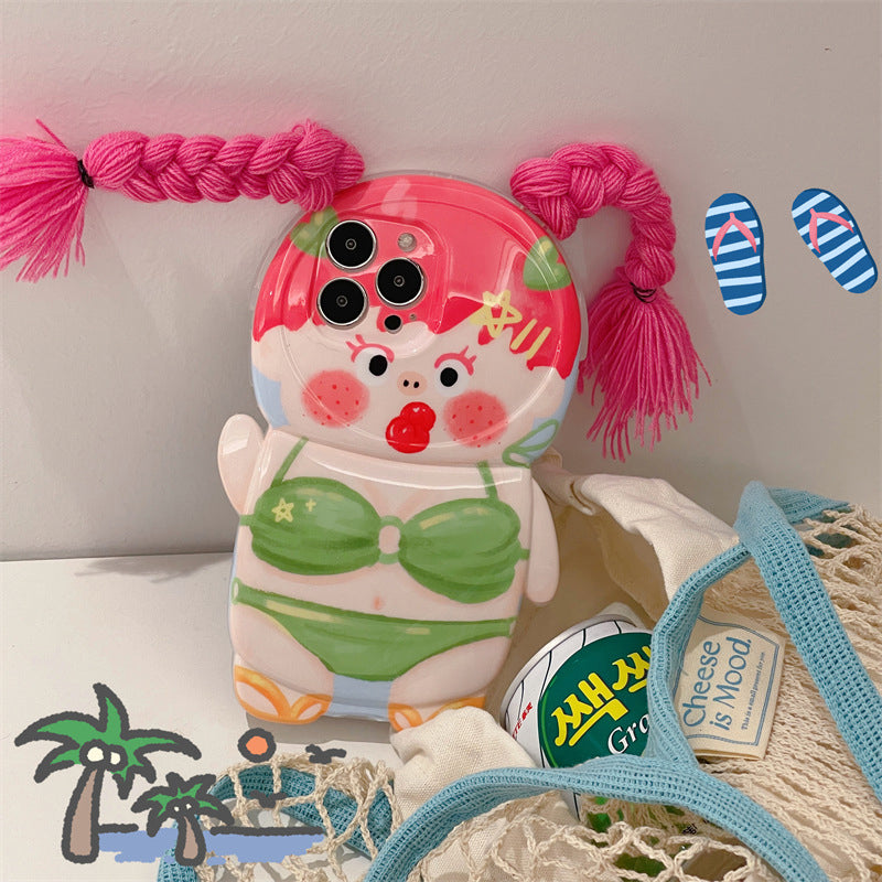 Grappige vlecht badpak telefoonhoesje