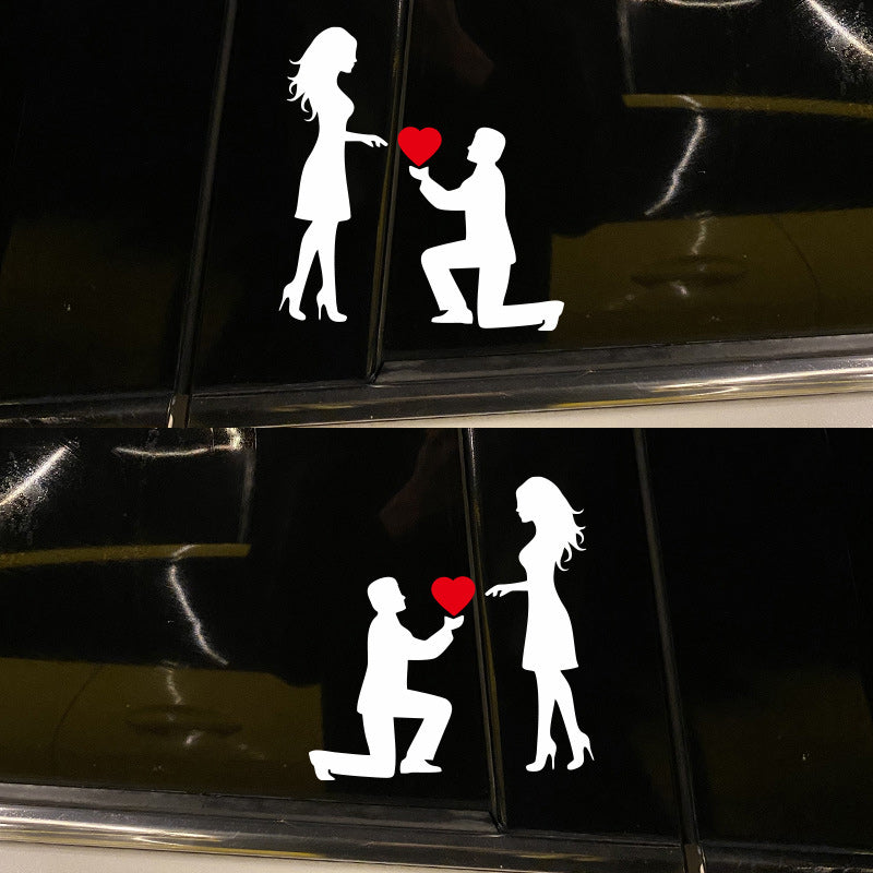 Koppelstickers Autosticker: Romantische Huwelijksaanzoekdecoratie