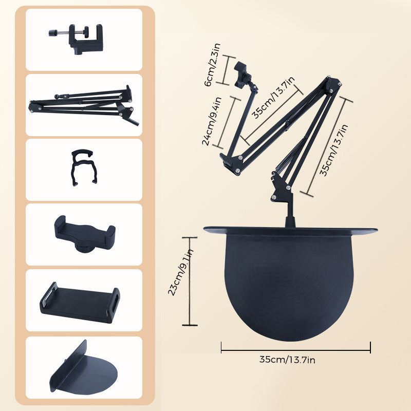 Intrekbare verborgen telefoontablethouder naast het bed