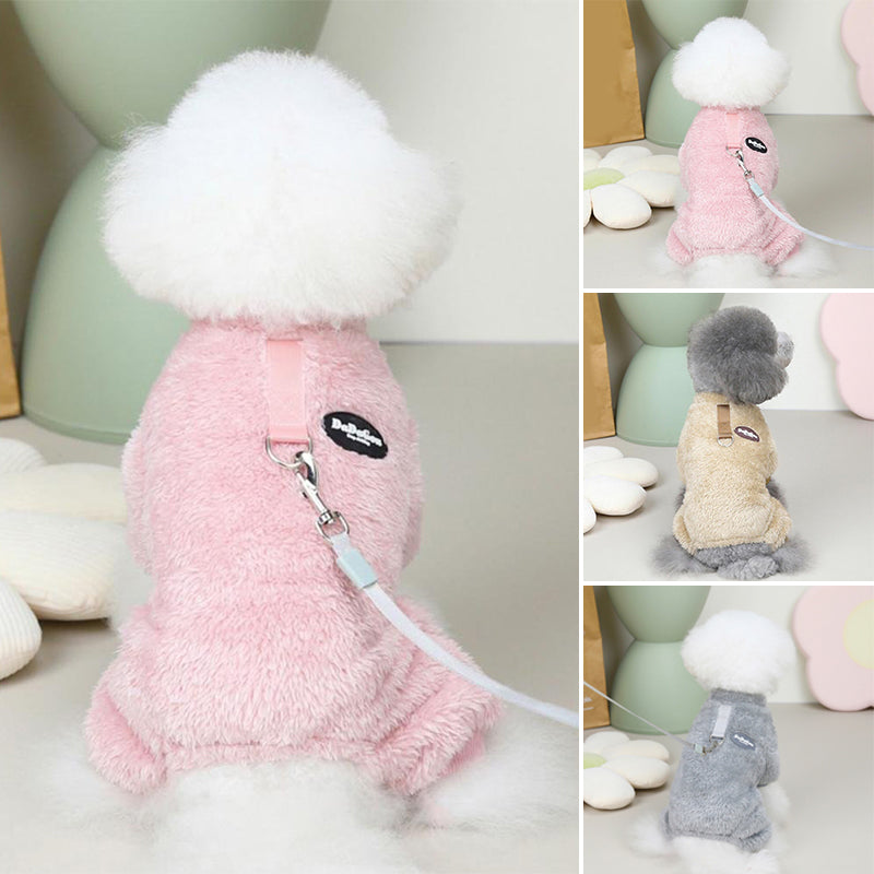 Fleece Huisdier Elastische Jumpsuit met Trekring