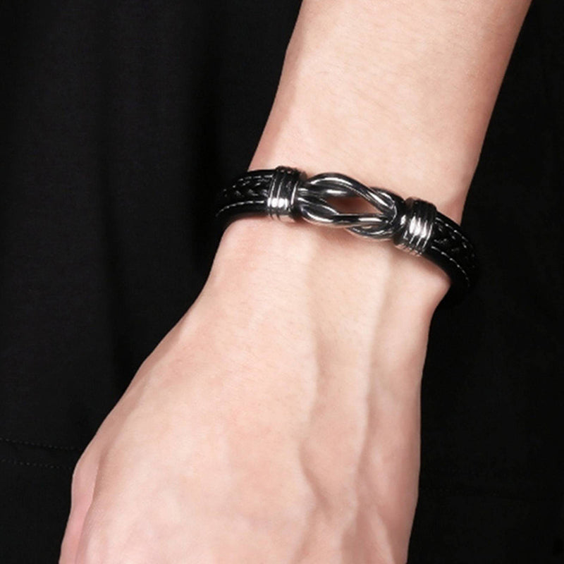 Gevlochten leren armband
