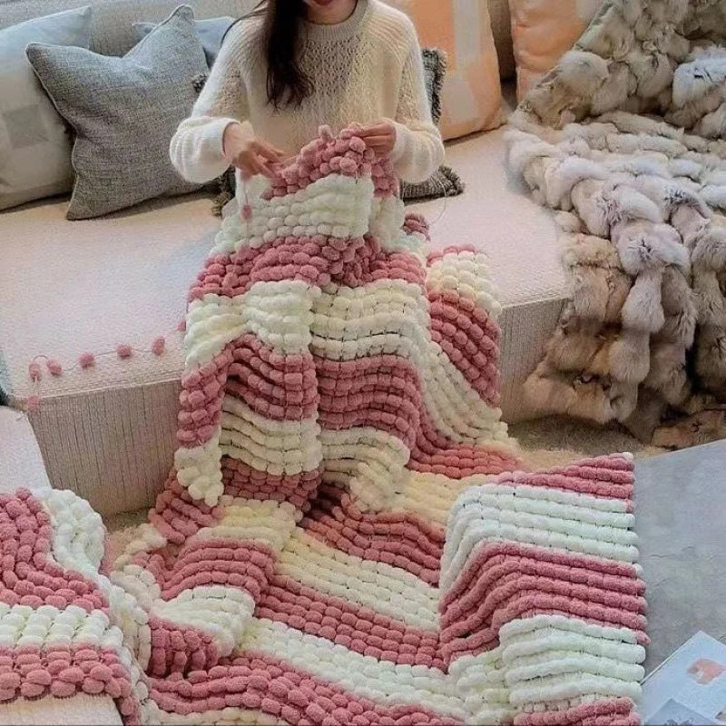 Winter DIY gevlochten parelmoer grove wol (6 stuks)