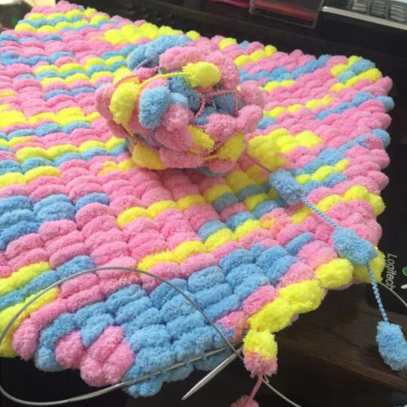 Winter DIY gevlochten parelmoer grove wol (6 stuks)