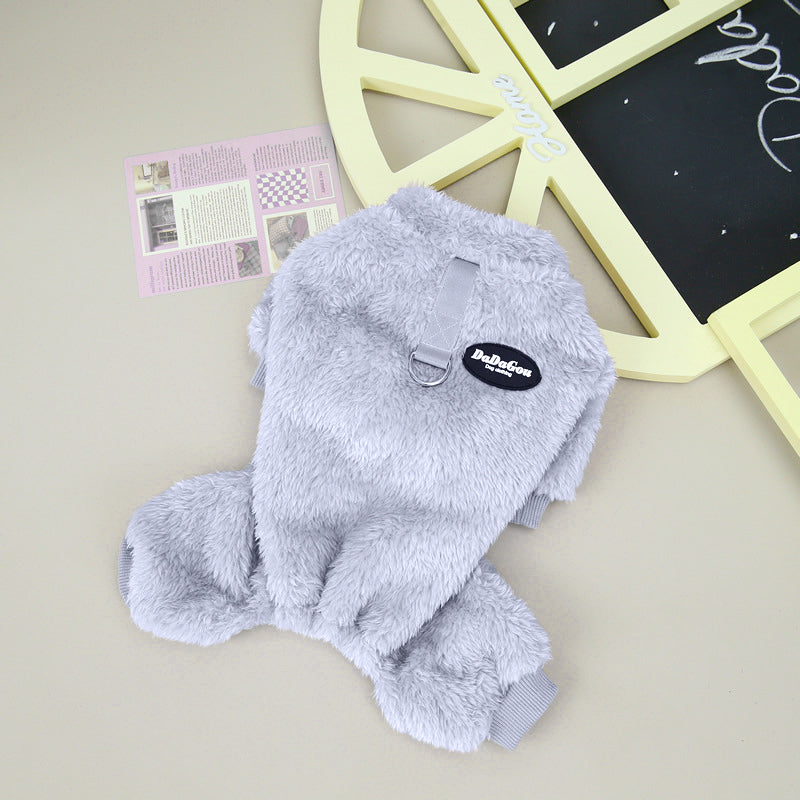 Fleece Huisdier Elastische Jumpsuit met Trekring