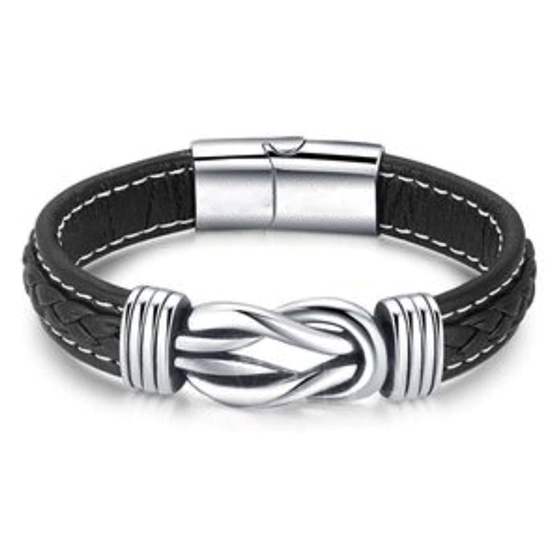 Gevlochten leren armband