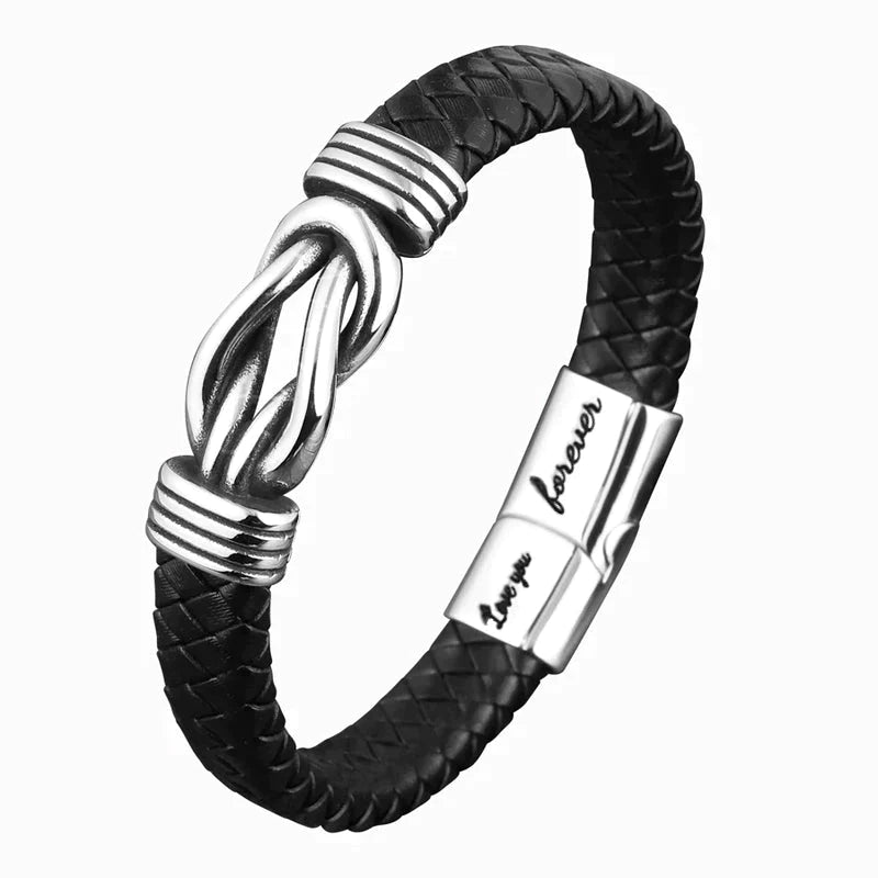 Gevlochten leren armband