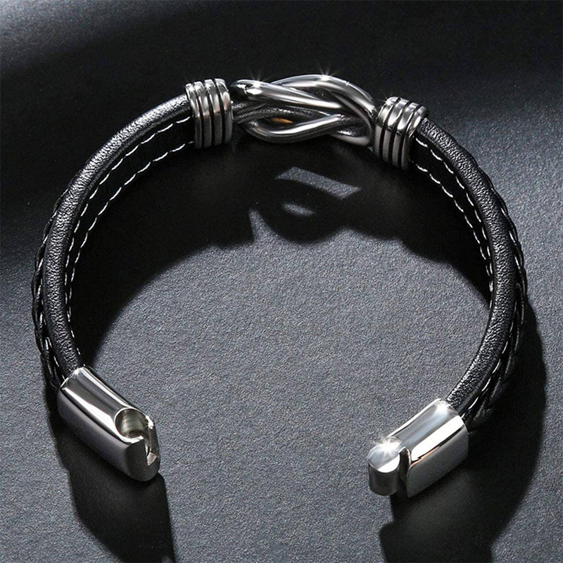 Gevlochten leren armband