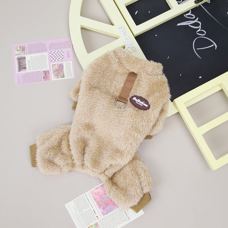 Fleece Huisdier Elastische Jumpsuit met Trekring