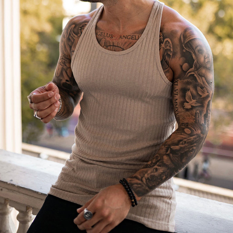 Gestreept sportvest in effen kleur voor heren