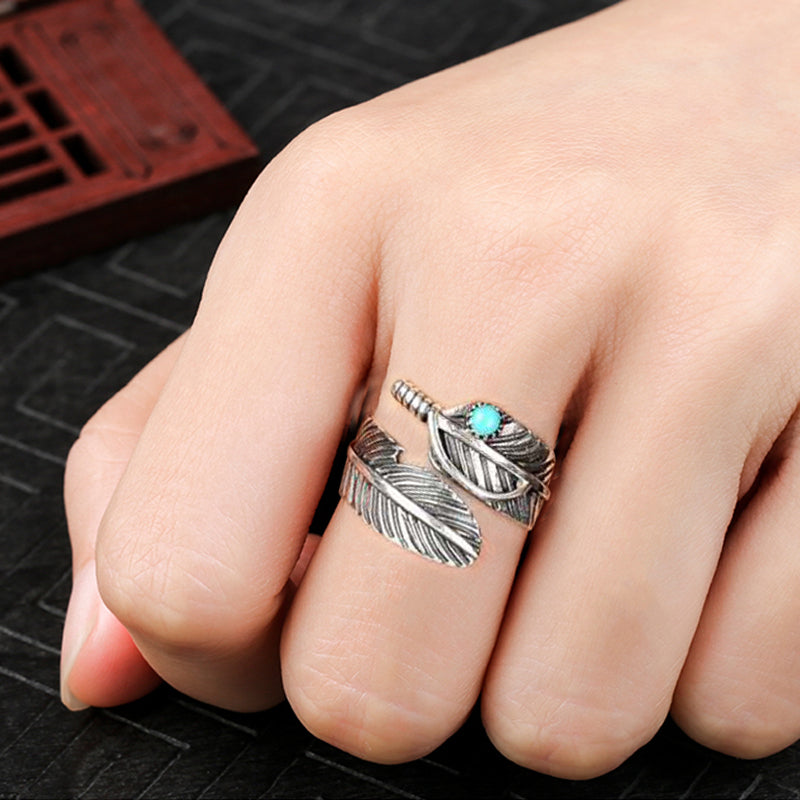 Boho veer turquoise verstelbare ring