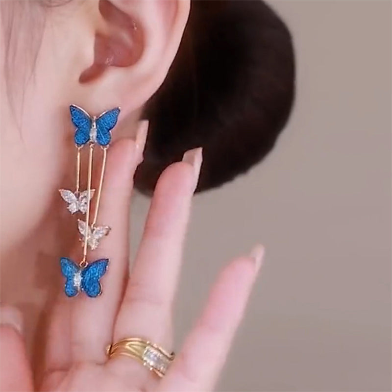 Kristallen vlinder kwast oorbellen