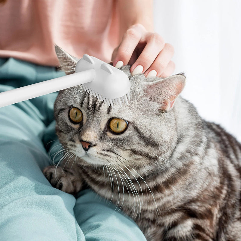 Massageborstel voor katten met lange steel
