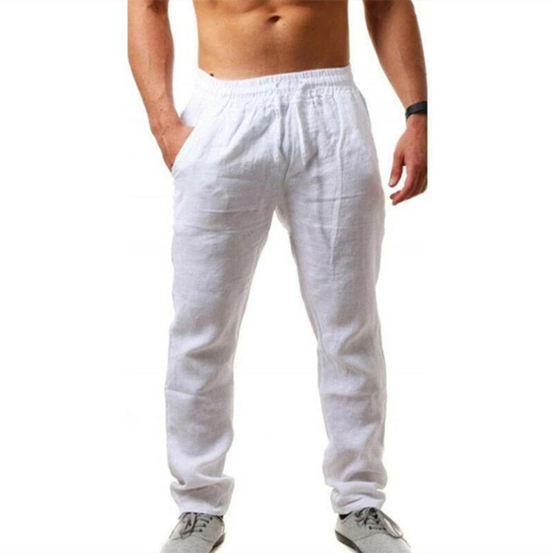 Katoenen linnen ademende effen kleur broek