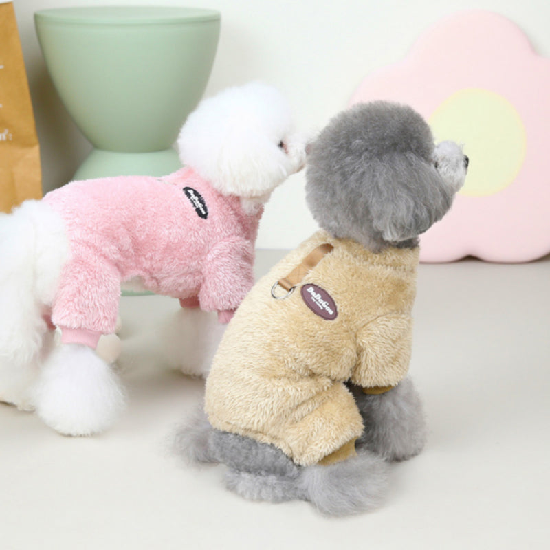 Fleece Huisdier Elastische Jumpsuit met Trekring