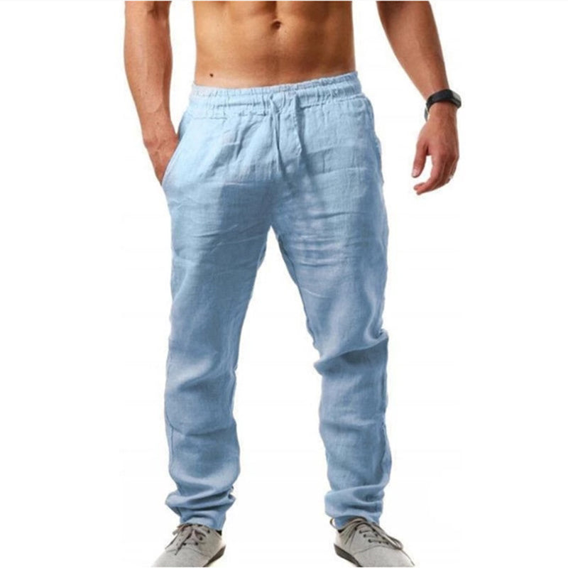 Katoenen linnen ademende effen kleur broek