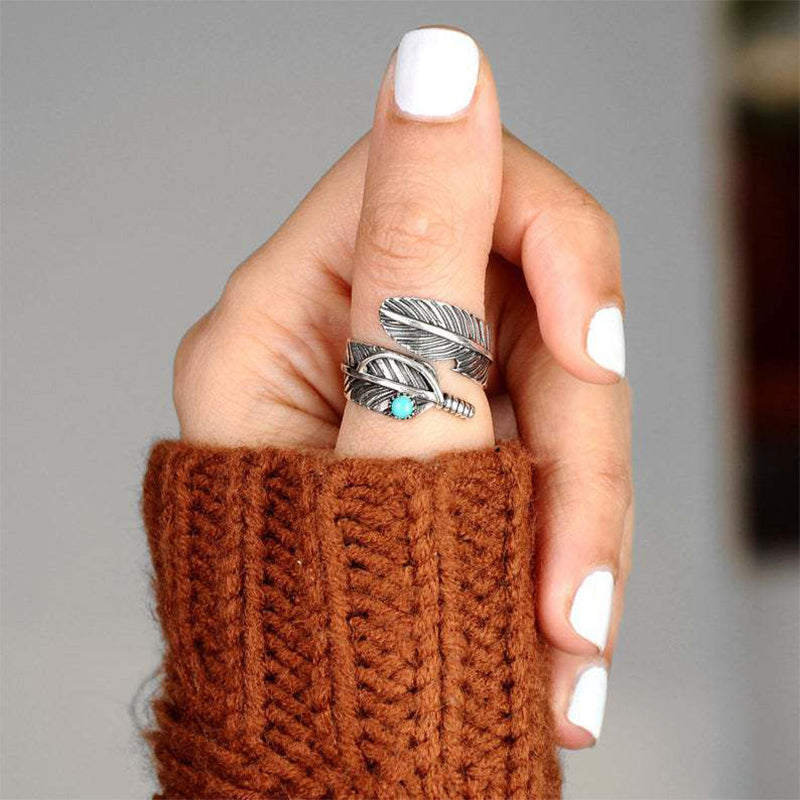Boho veer turquoise verstelbare ring