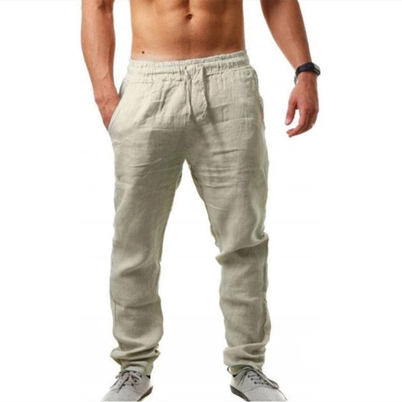 Katoenen linnen ademende effen kleur broek