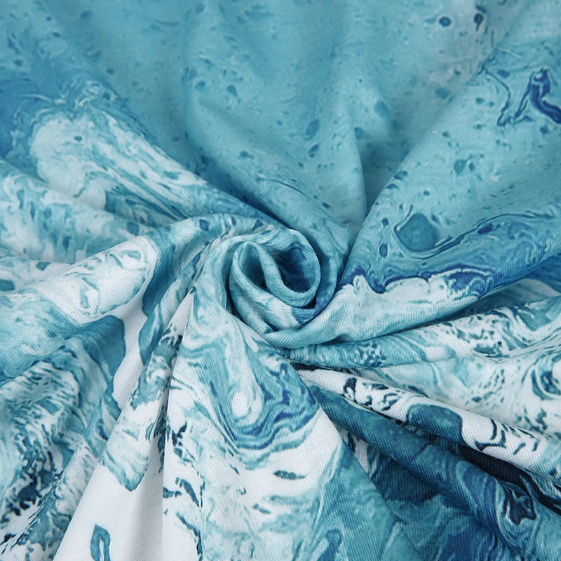 Mini-jurk met V-hals en blauwe print