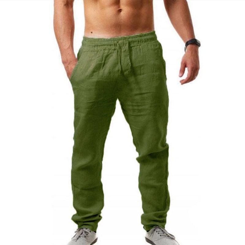 Katoenen linnen ademende effen kleur broek