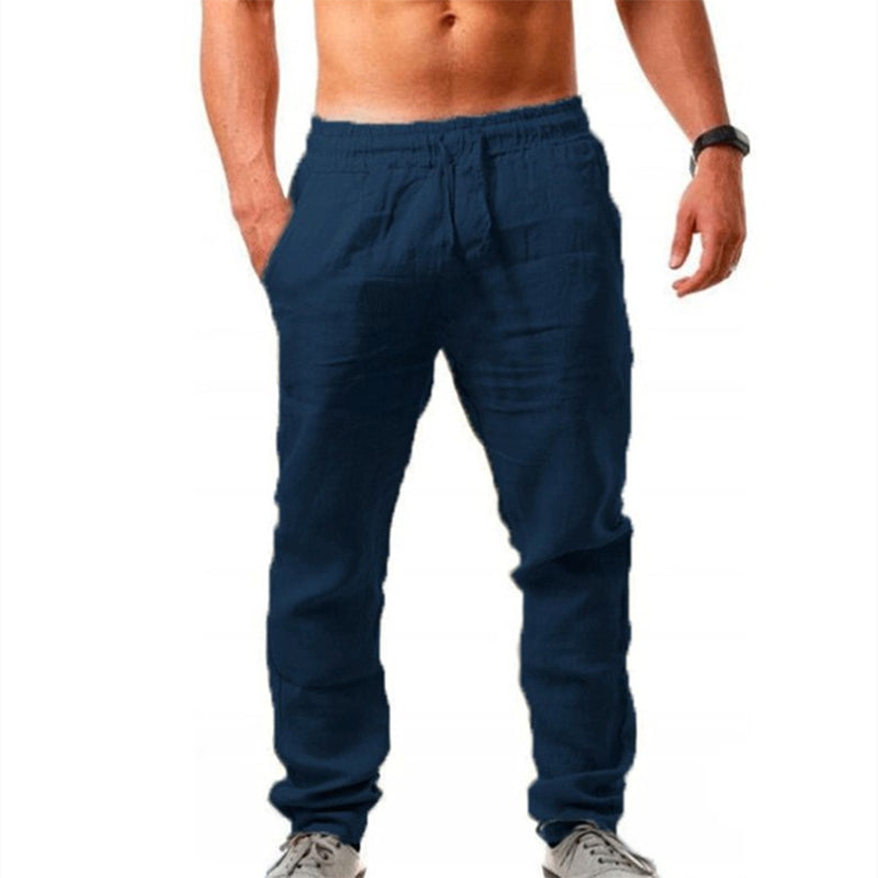 Katoenen linnen ademende effen kleur broek