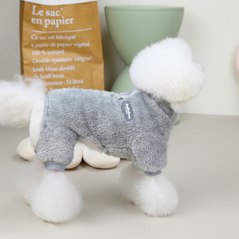 Fleece Huisdier Elastische Jumpsuit met Trekring