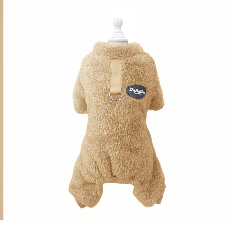 Fleece Huisdier Elastische Jumpsuit met Trekring