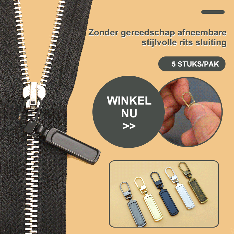 Zonder gereedschap afneembare stijlvolle ritssluiting