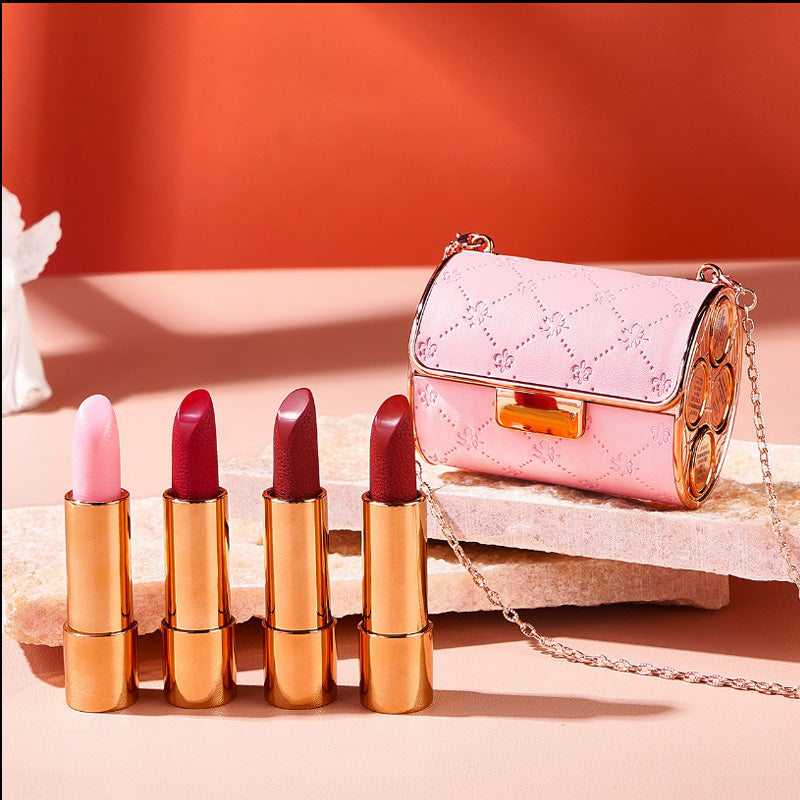 Fluwelen matte lippenstiftset met glamourketting zakje