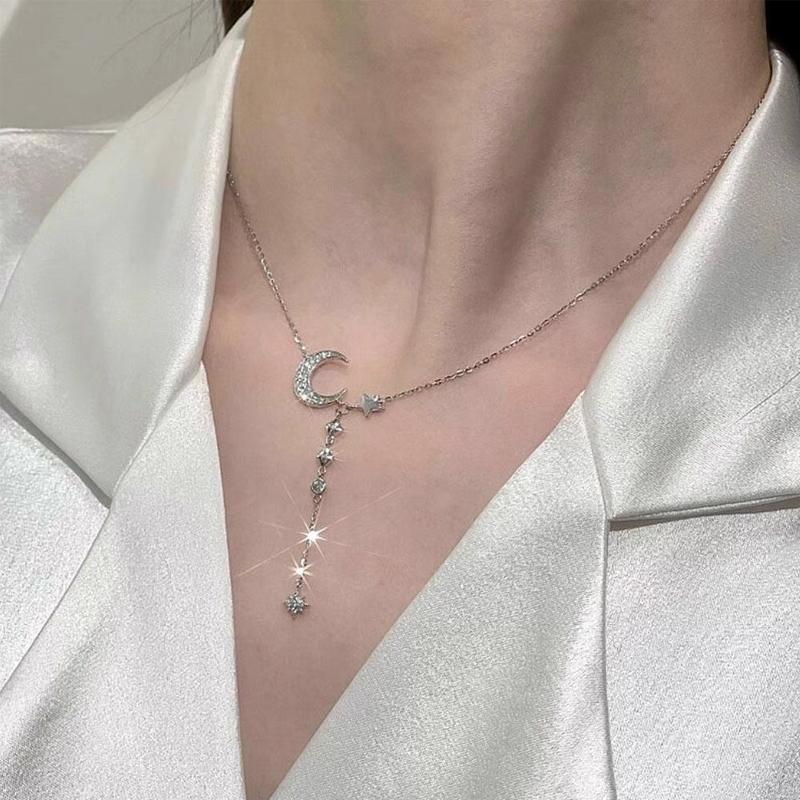 Sterling zilveren maan ster ketting