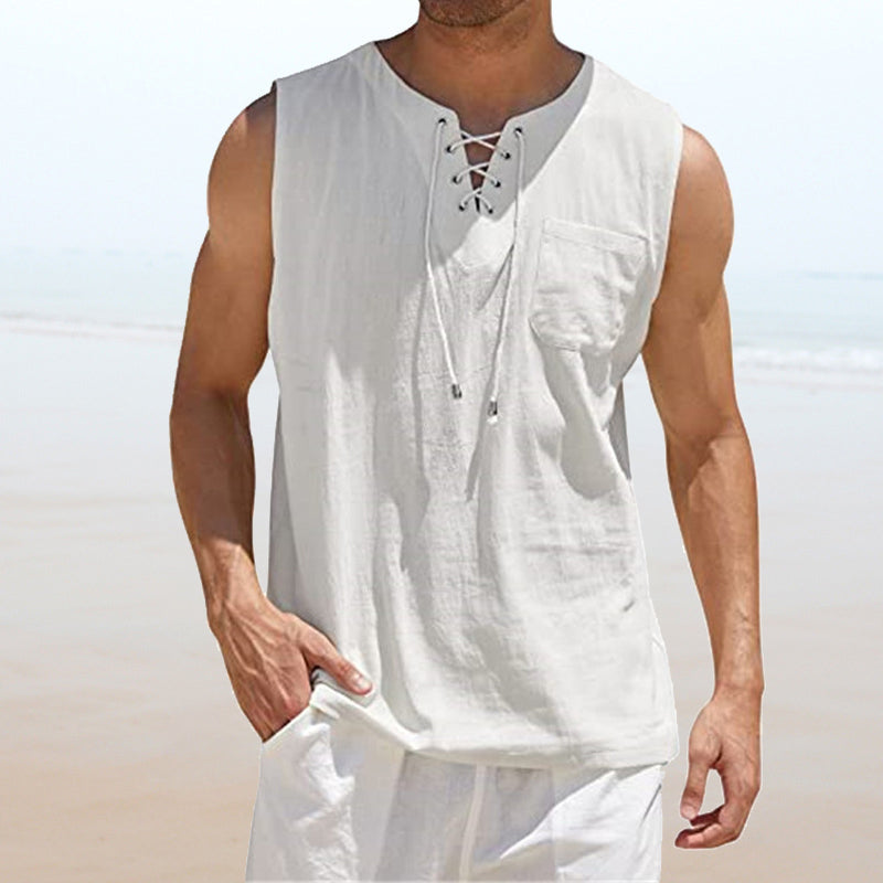 Effen kleur vest met trekkoord voor heren