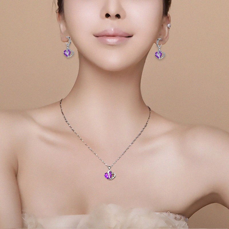 Hart Design Zirkoon Ketting Hanger Oorbellen Sets