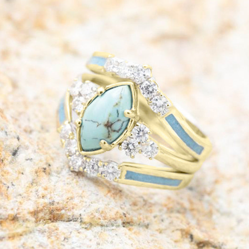 Natuurlijke turkooizen diamanten ring
