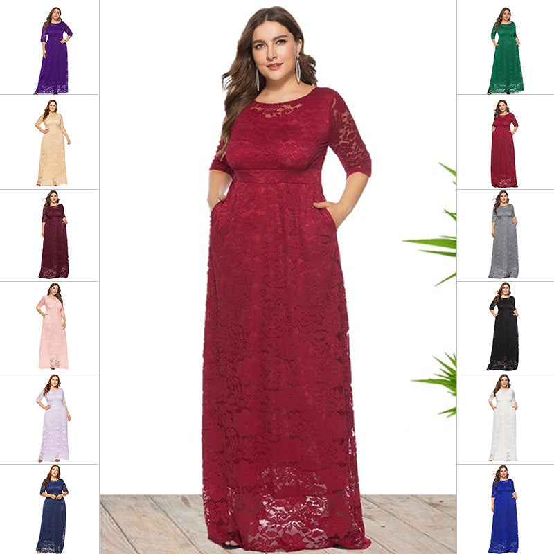 Plus maat kanten jurk voor dames