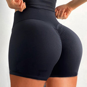Hip-raise hoge taille geplooide fitness yoga shorts