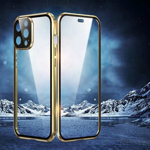 Magnetische dubbelzijdige telefoonhoes van gehard glas