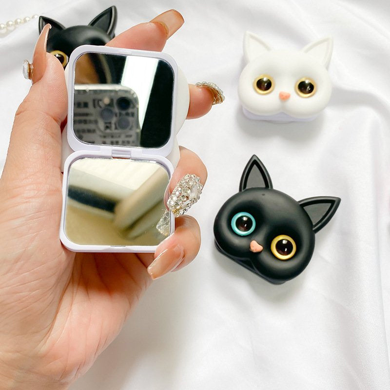 3D schattige kitten telefoonhouder met mini spiegel