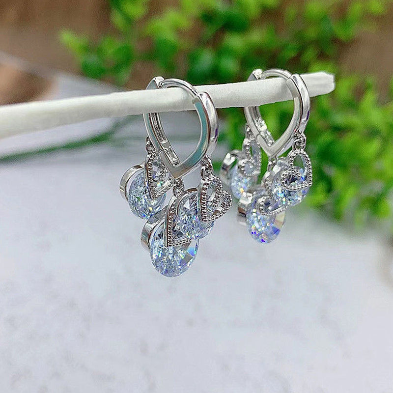 Hart Zirkoon Drop Ear Gespen Oorbellen