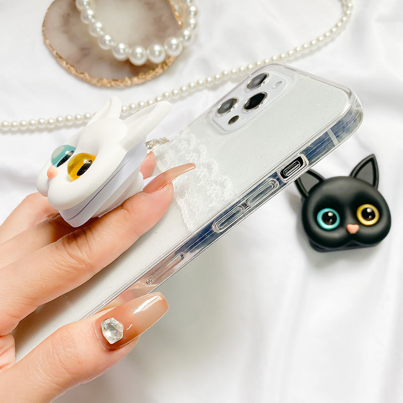3D schattige kitten telefoonhouder met mini spiegel