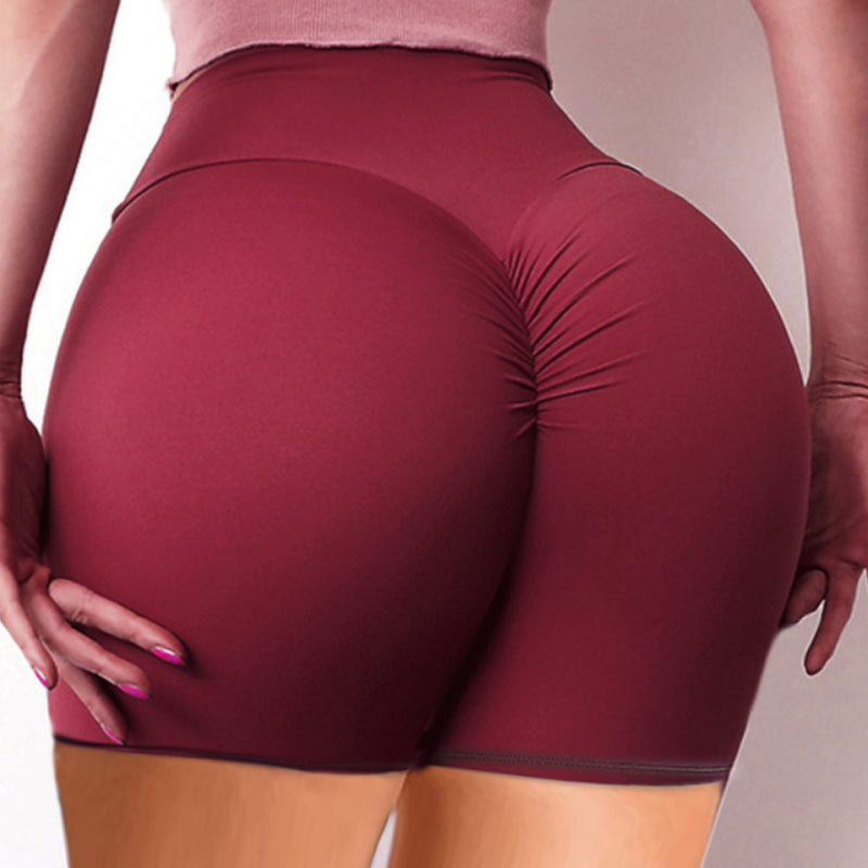 Hip-raise hoge taille geplooide fitness yoga shorts