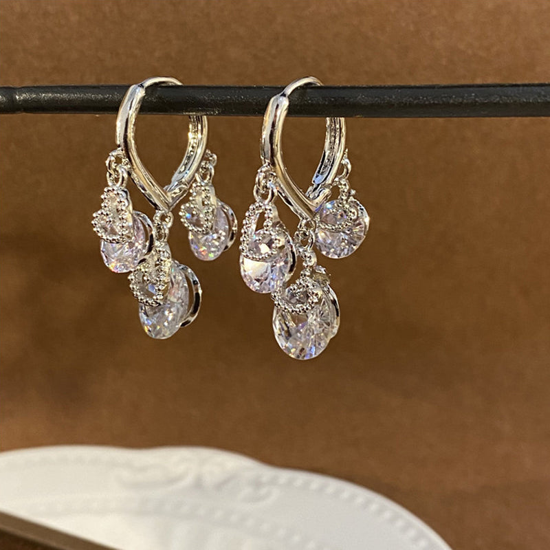 Hart Zirkoon Drop Ear Gespen Oorbellen