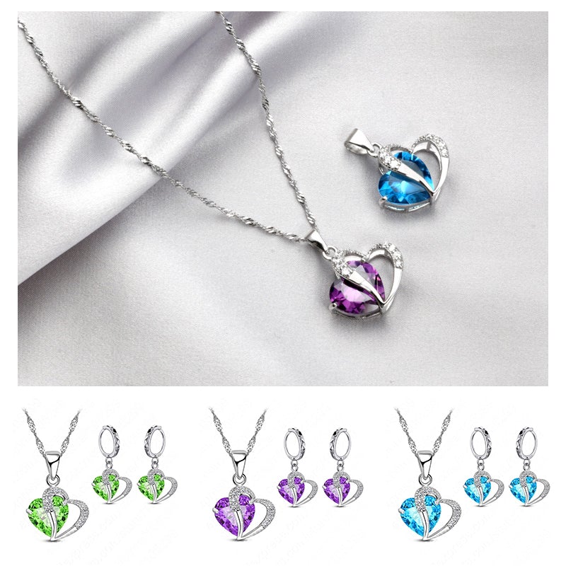 Hart Design Zirkoon Ketting Hanger Oorbellen Sets