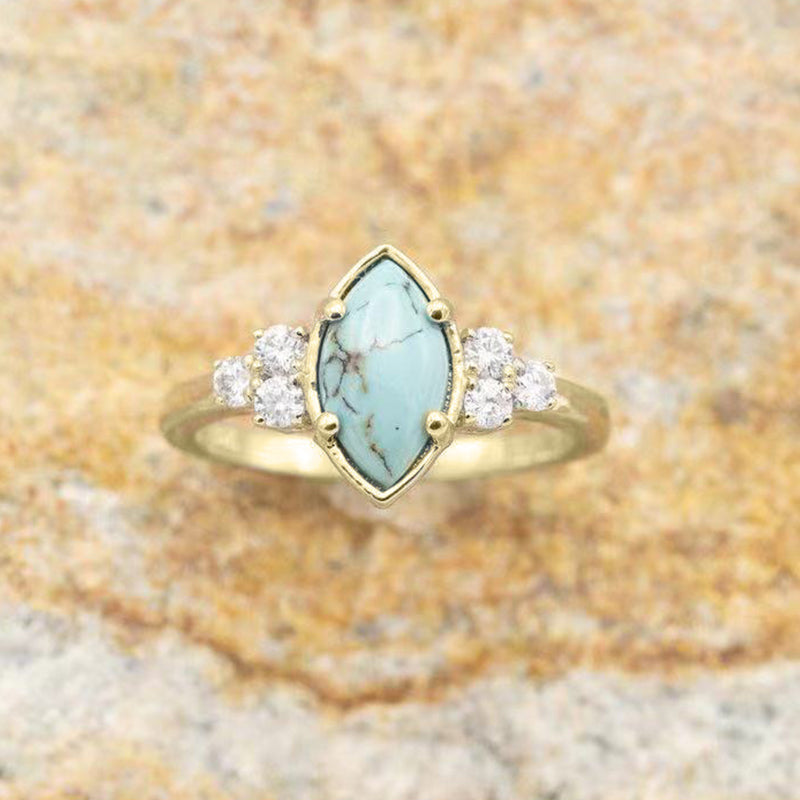 Natuurlijke turkooizen diamanten ring