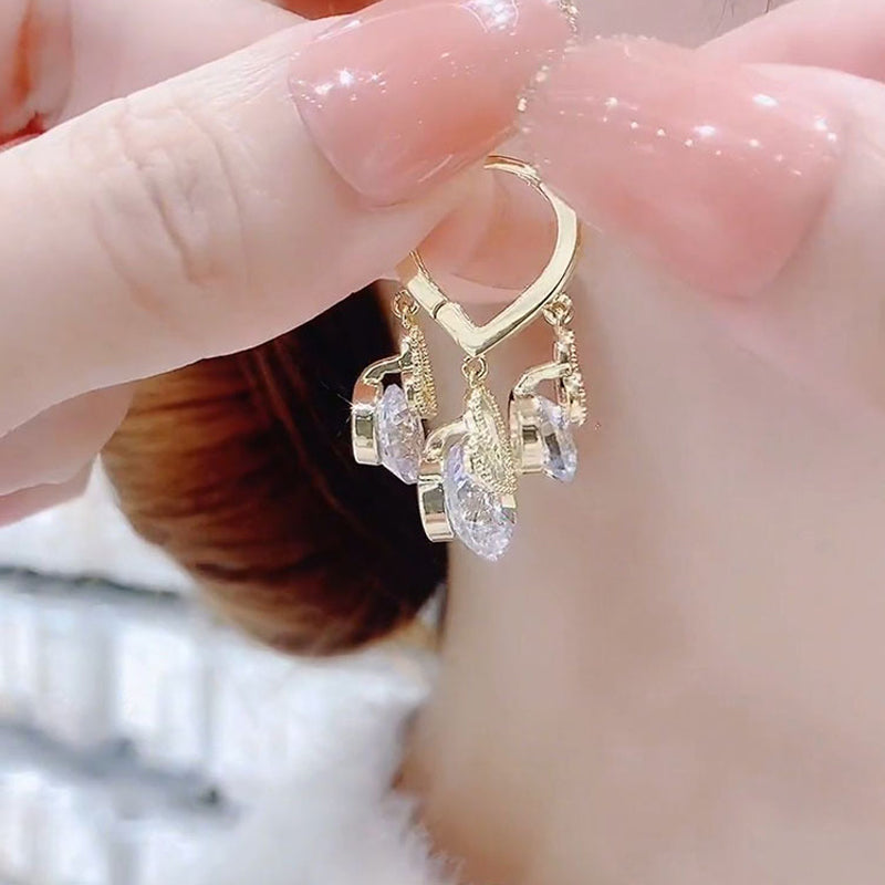 Hart Zirkoon Drop Ear Gespen Oorbellen