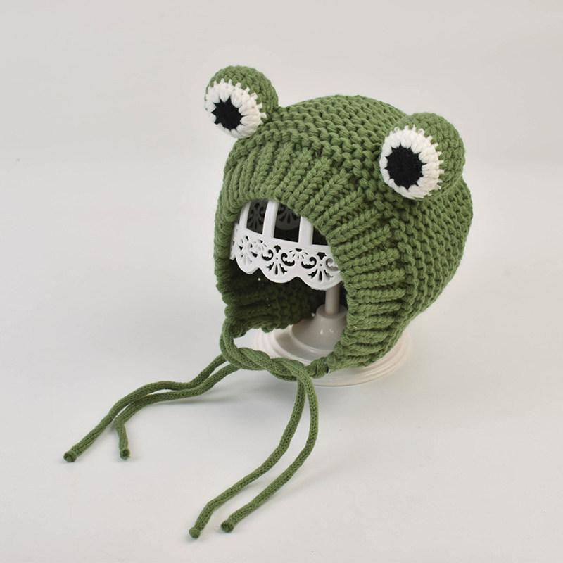 Leuke Frog Cartoon Winter Kids gebreide muts muts