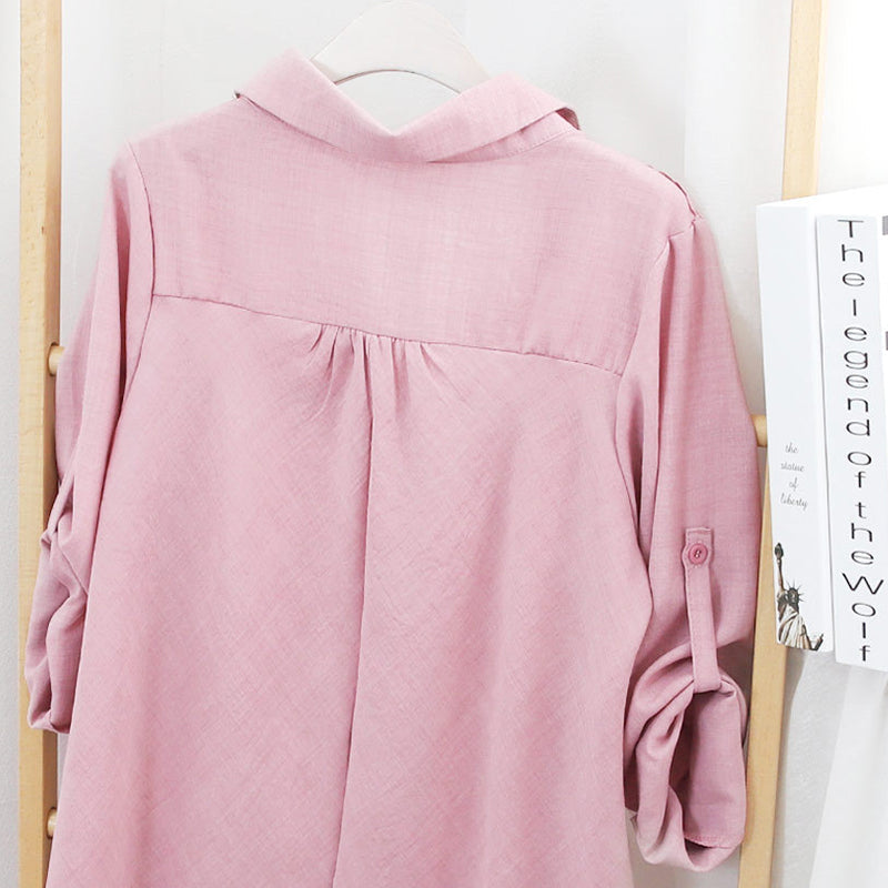 Los damesshirt met lange mouwen en V-hals